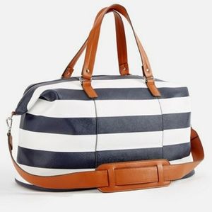 SOLD-Navy and white stripe weekender